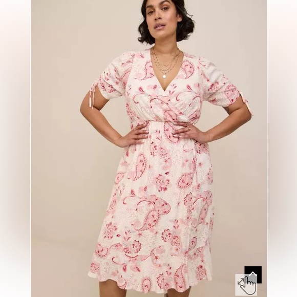 torrid Dresses & Skirts - Torrid Midi Swiss Surplice Paisley Pink‎ Dress 3X